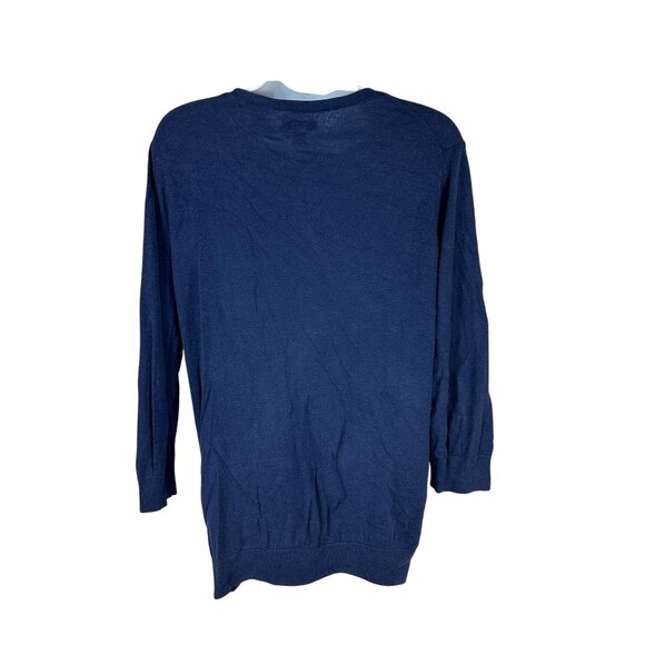 Old Navy Womens Large Navy Blue Cardigan Basic V-Neck Button Down Lightweight - Picture 2 of 10